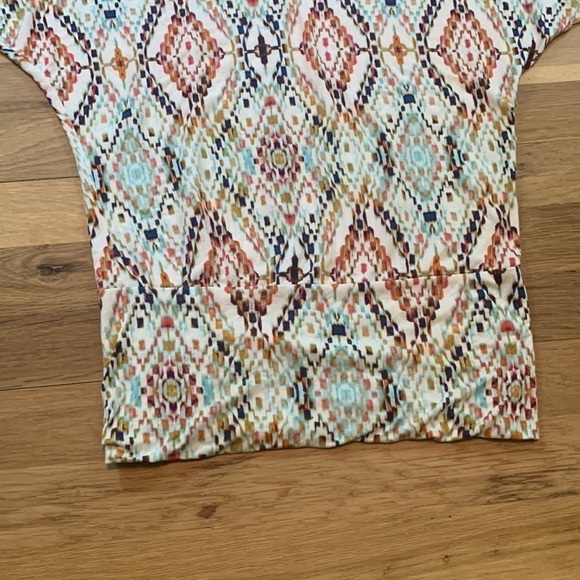 MARKET & Spruce Drop Shoulder 3/4 Sleeve Geometric Print Stretchy Top Women’s XS - Picture 6 of 12
